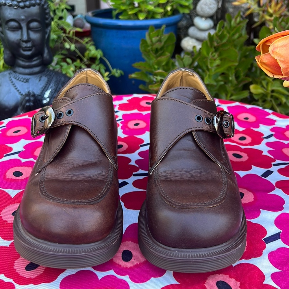 🏴󠁧󠁢󠁥󠁮󠁧󠁿 Vintage Dr. Martens MIE Chunky Heel Monk Strap Loafers UK 5 - Picture 7 of 16